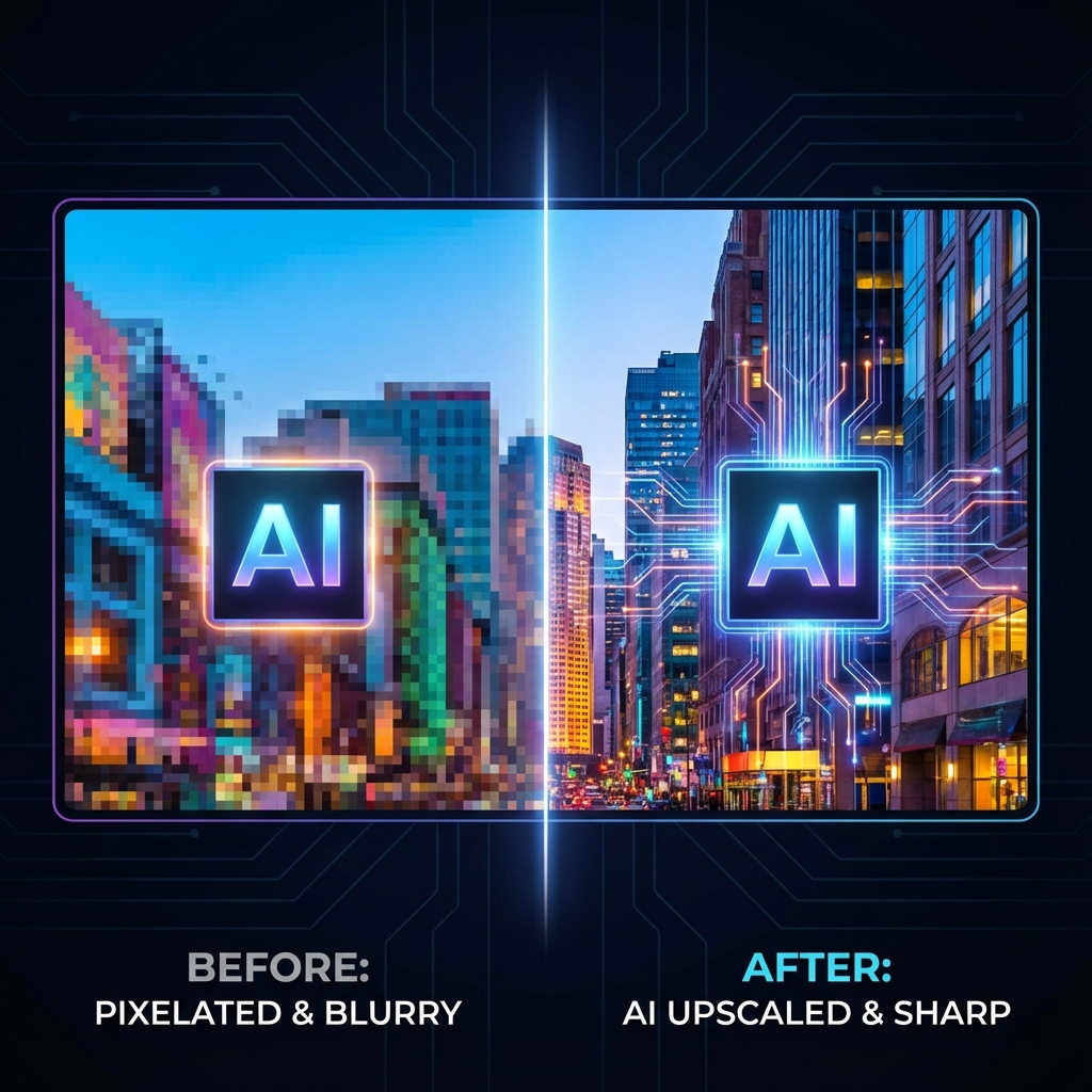 Comparison of a low resolution image and a high resolution AI upscaled image