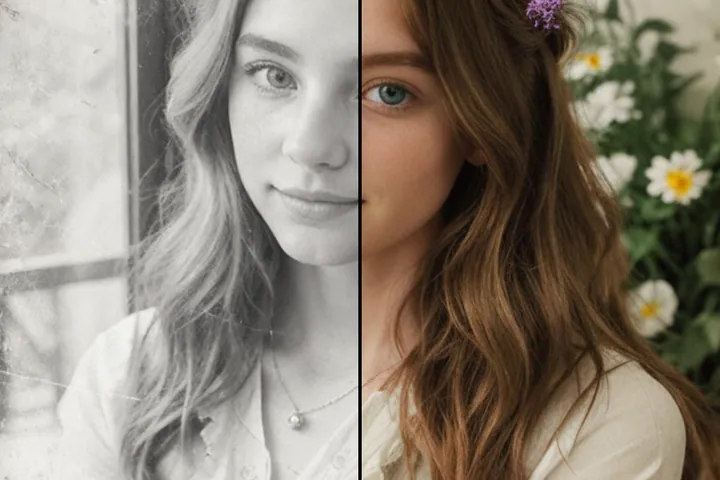 Restored wedding photograph